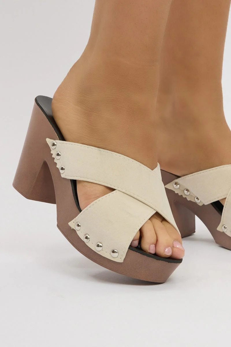 White Cross Strap Platform Sandals - Image 2