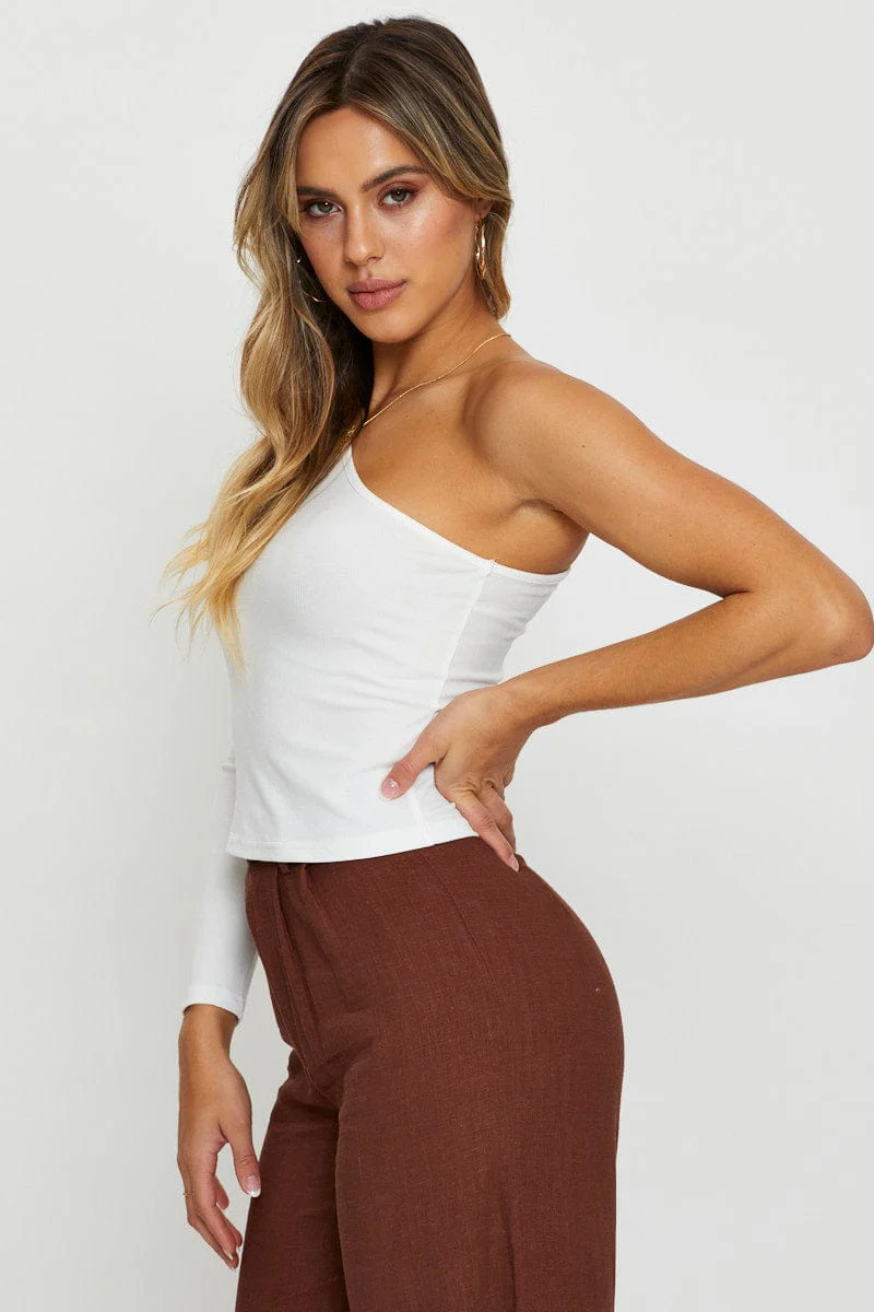 White Cut Out Top Long Sleeve - Image 3