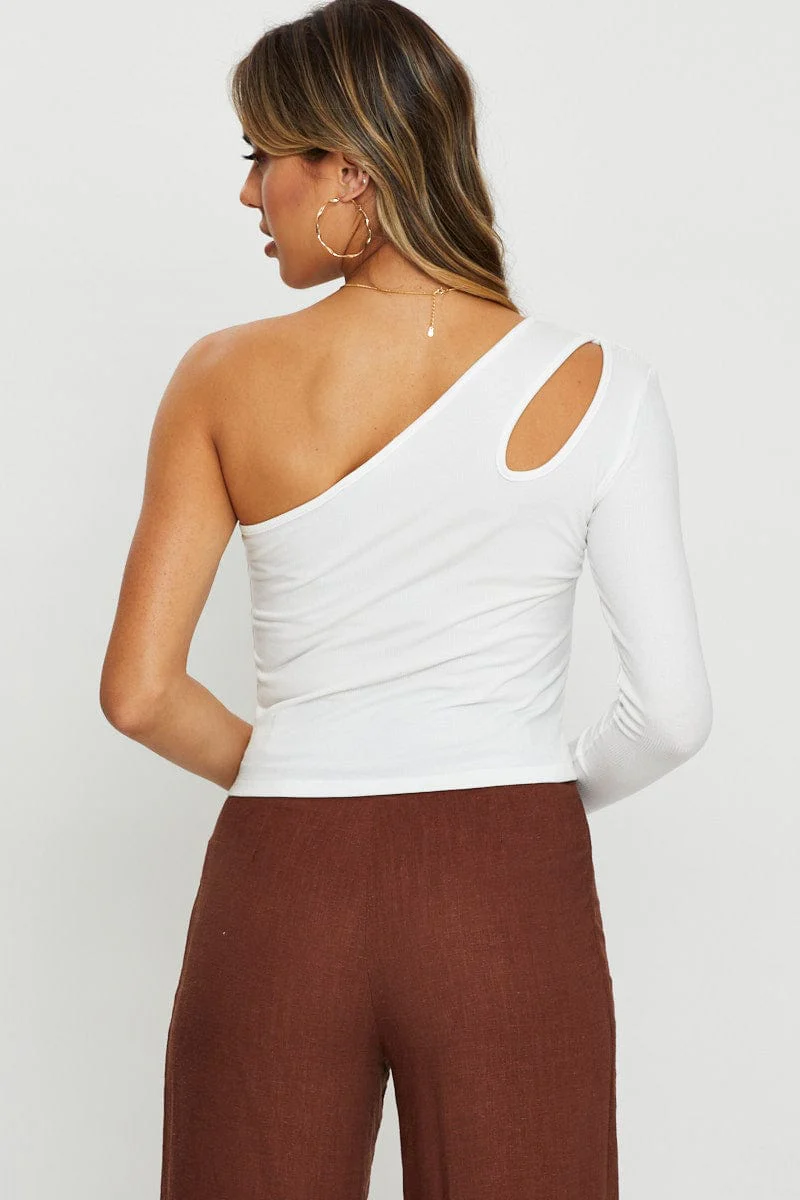 White Cut Out Top Long Sleeve - Image 4