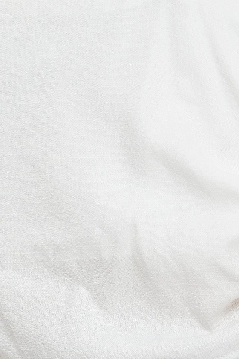 White Designer Linen Look Cowl Neck Drawstring Top - Image 6