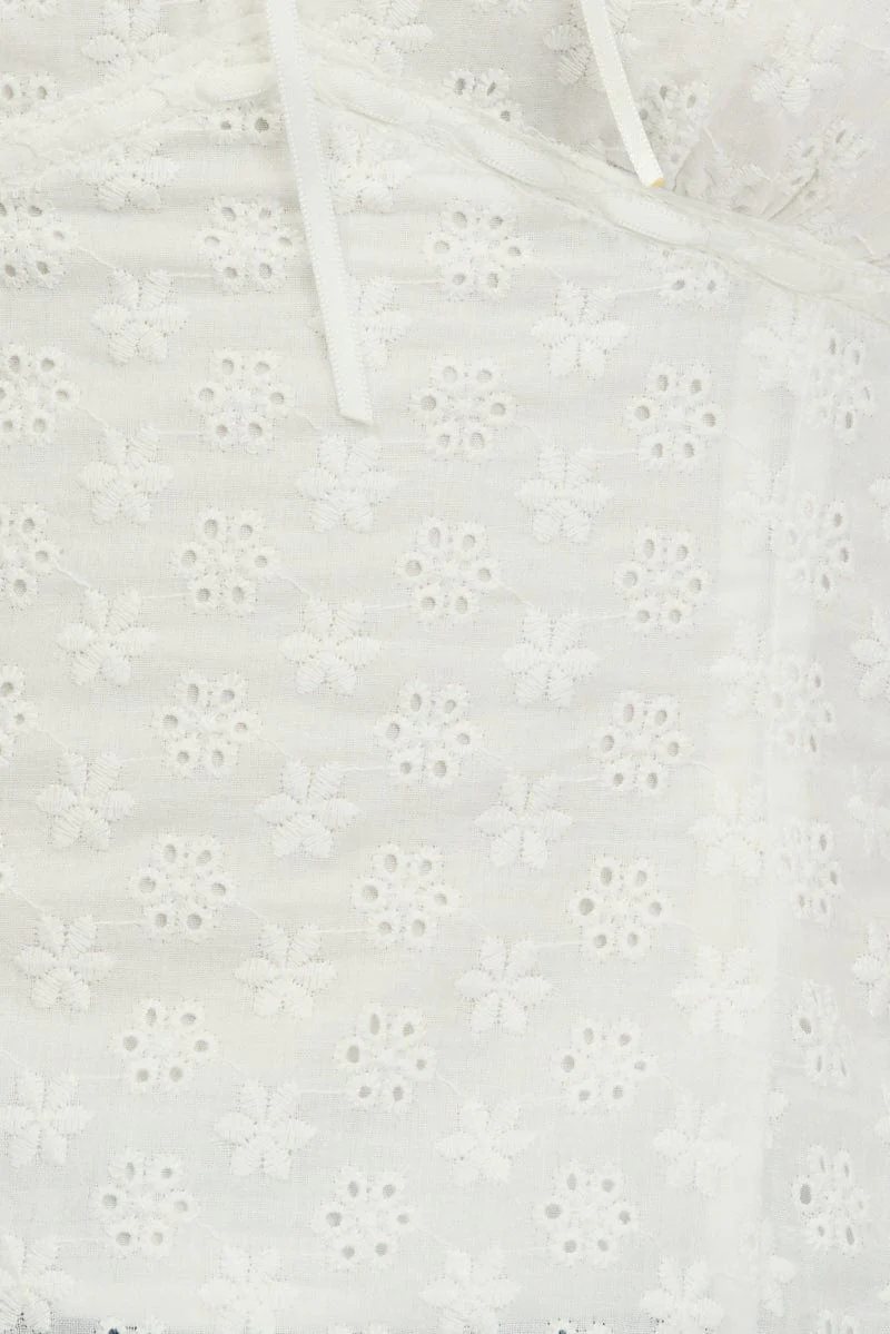White Eyelet Top Short Sleeve - Image 6
