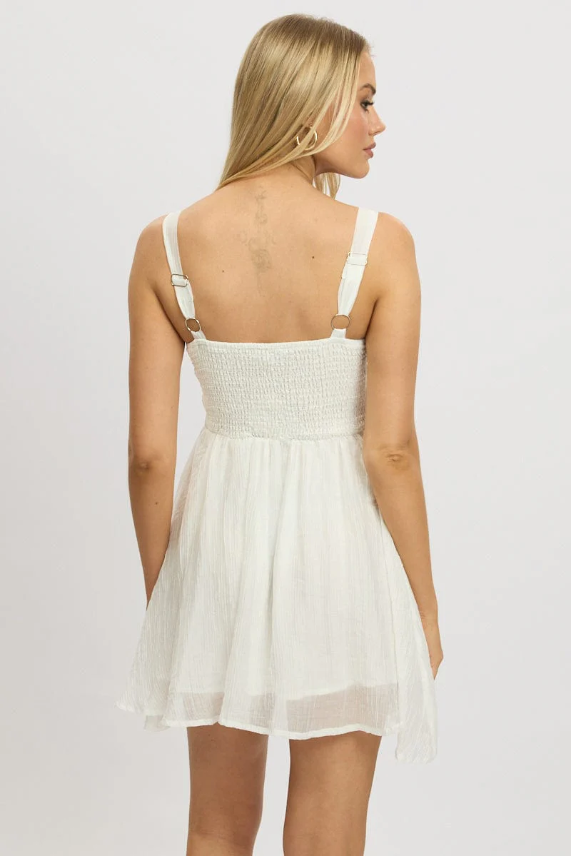 White Fit And Flare Dress Mini - Image 5