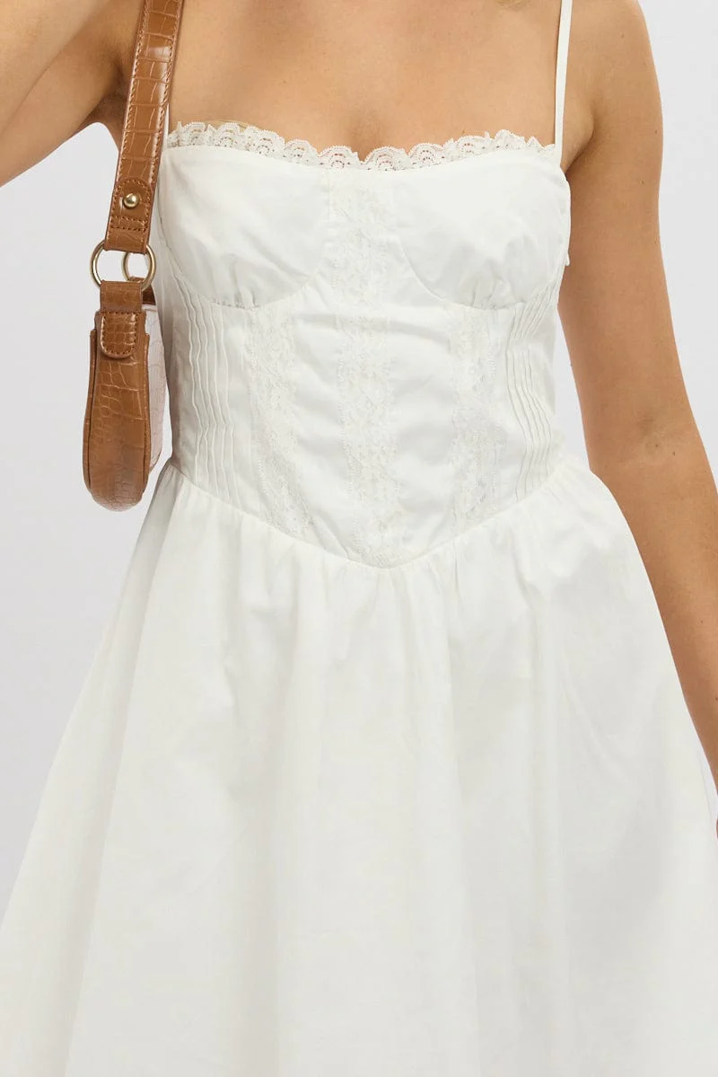 White Fit And Flare Dress Poplin Mini - Image 6