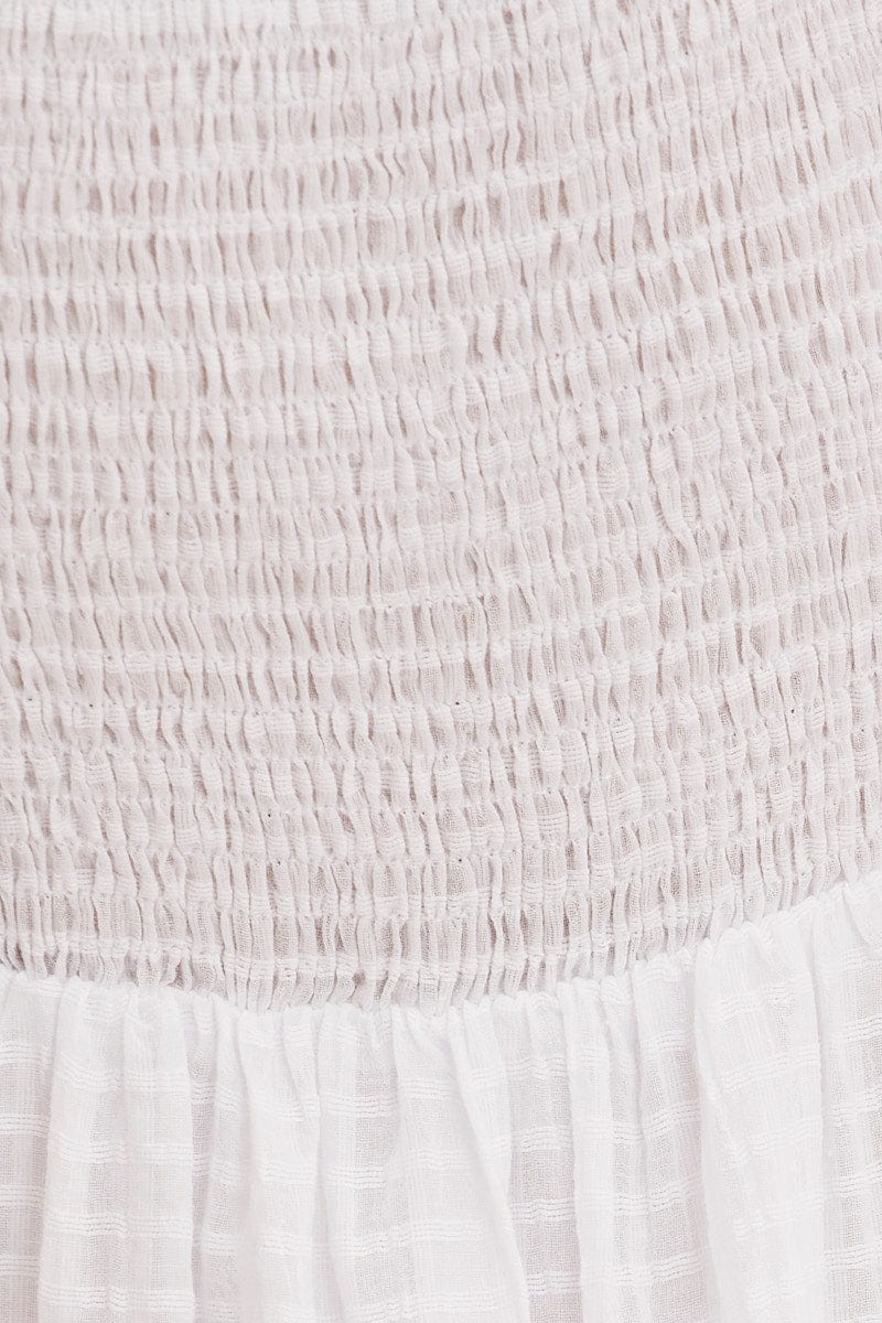 White Fit And Flare Dress Short Sleeve Sweetheart Neck - Image 6