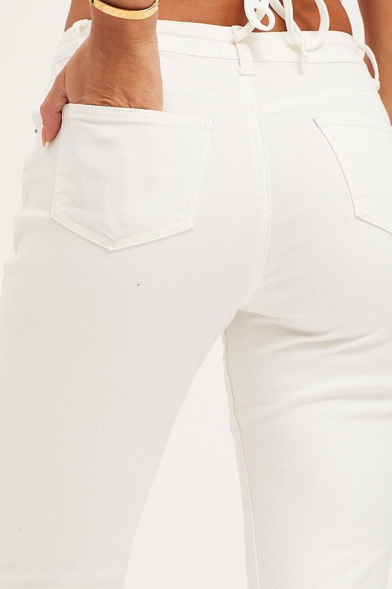White Flare Denim Jeans High Rise - Image 6
