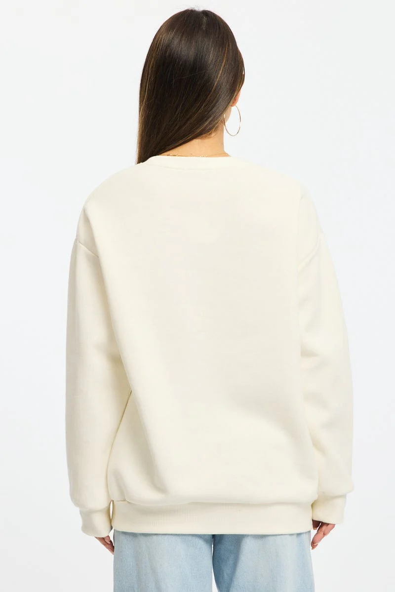 White Graphic Sweater Long Sleeve - Image 4