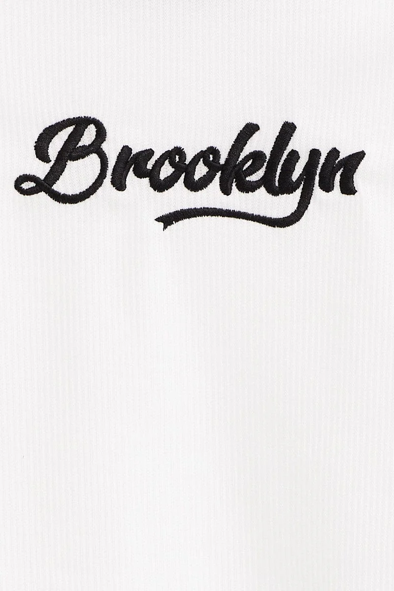 White Graphic T Shirt Long Sleeve - Image 6