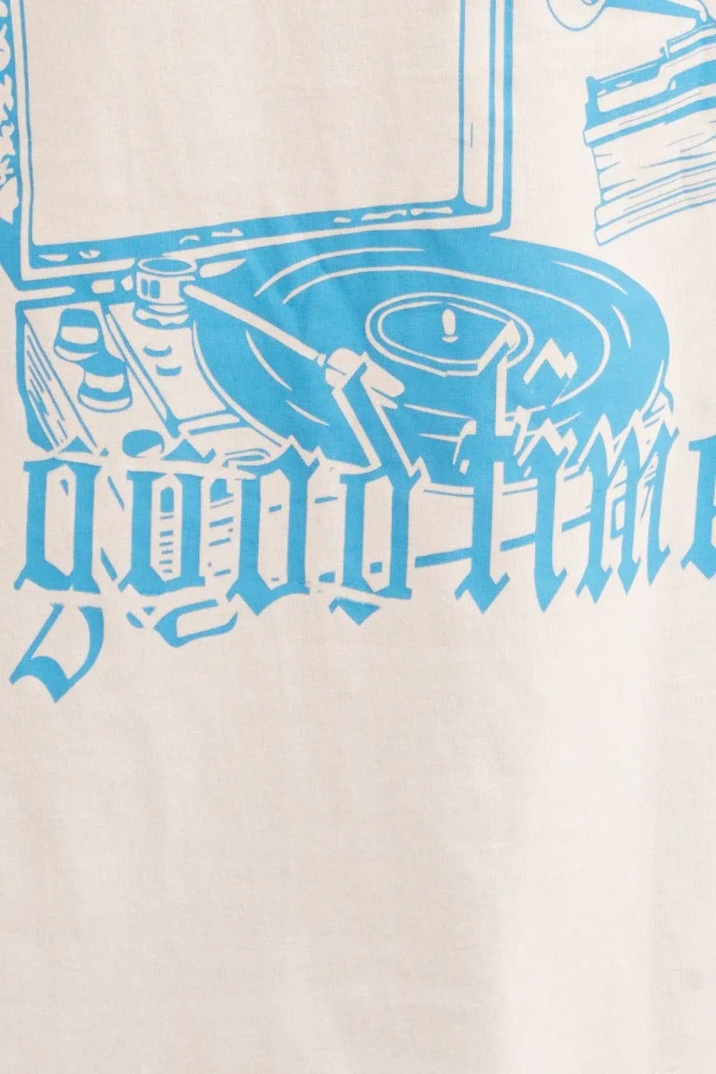 White Graphic T Shirt Short Sleeve Crew Neck - Image 6