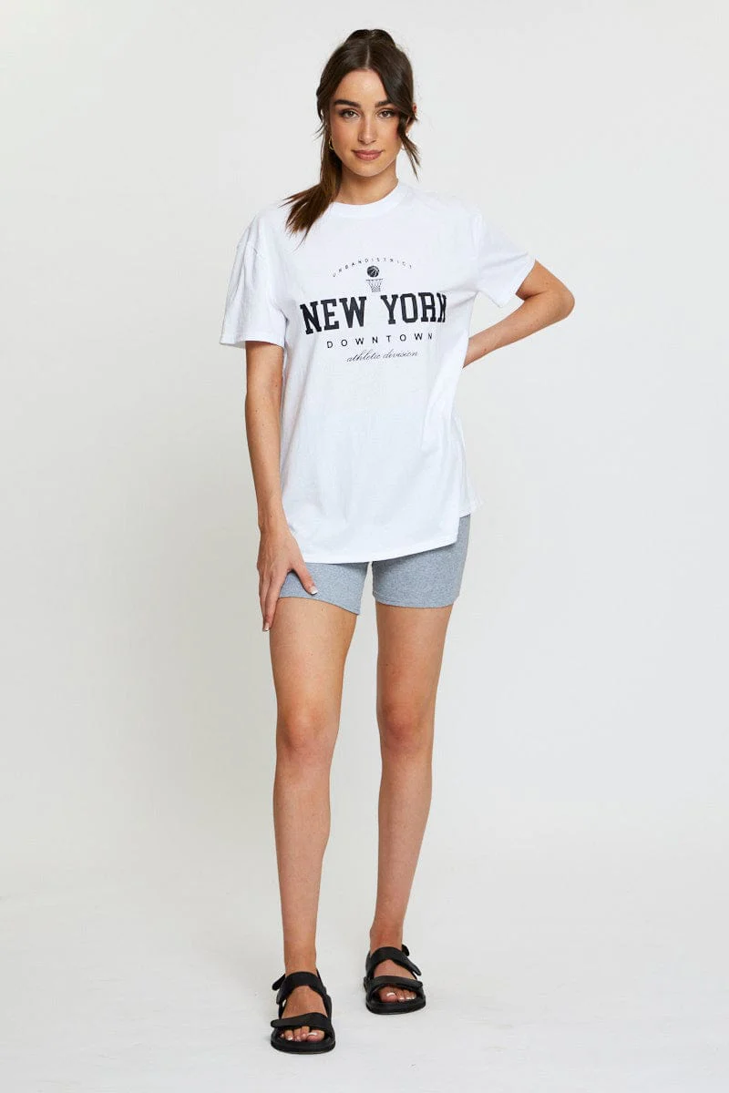 White Graphic T Shirt Short Sleeve - Image 2