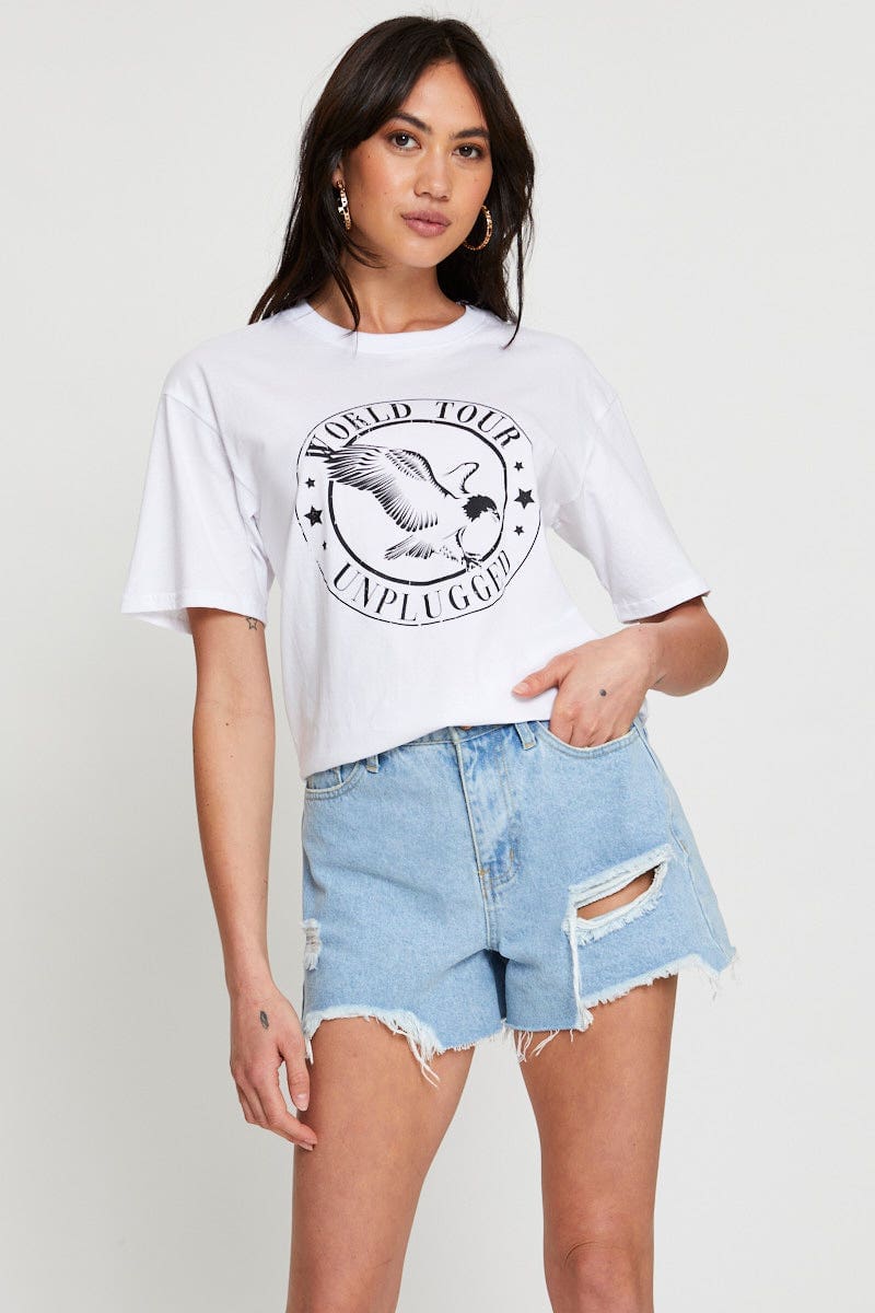 White Graphic T Shirt Short Sleeve - Image 3
