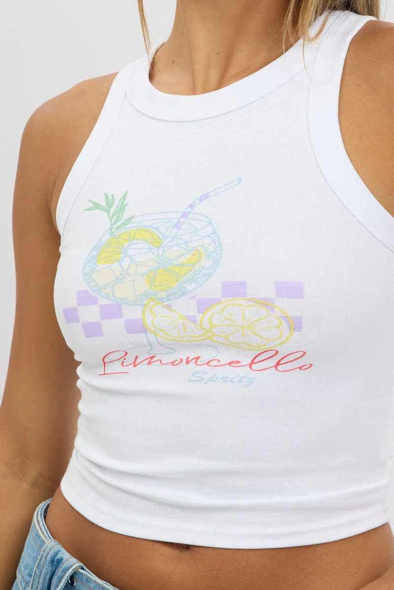 White Graphic Tank Top - Image 6