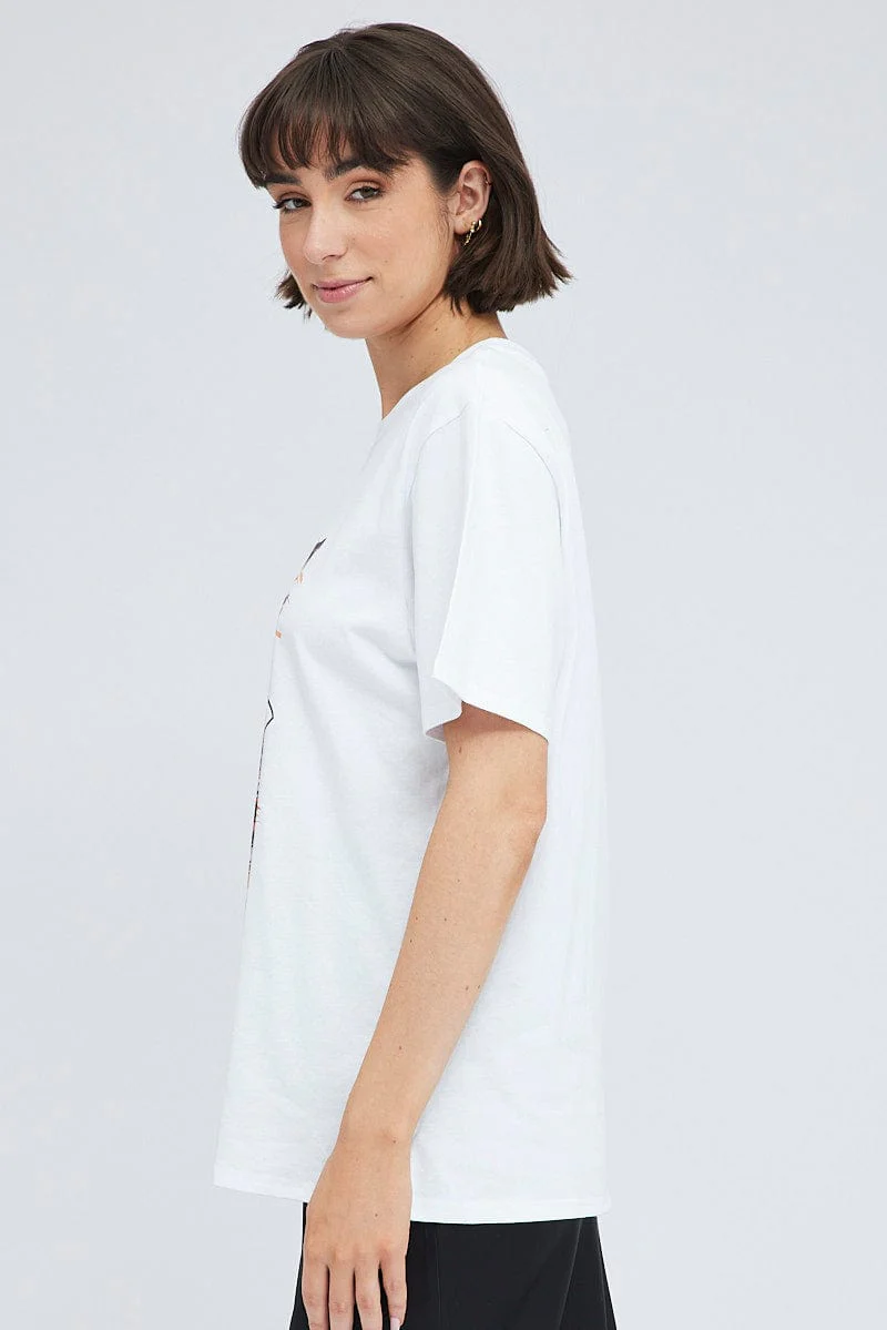 White Graphic Tee Short Sleeve Round Neck - Image 4