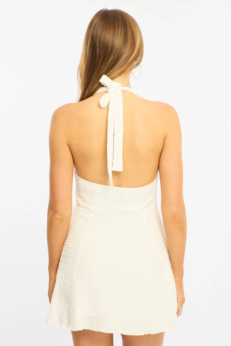 White Halter Neck Dress Mini - Image 4