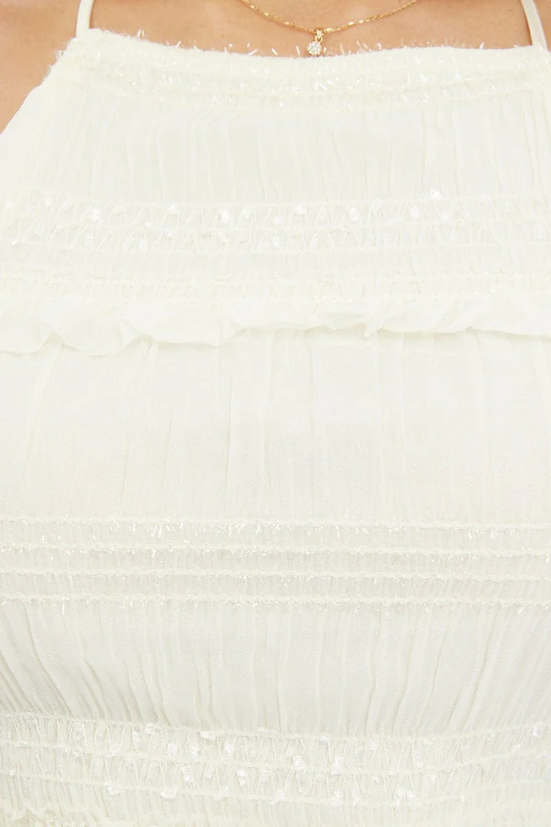 White Halter Top Ruffle Textured - Image 6