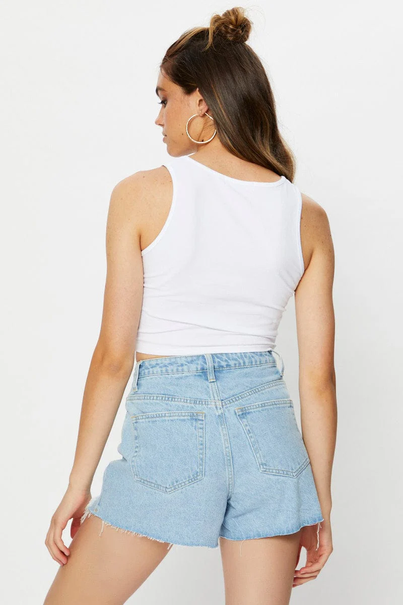 White Jersey Butterfly Graphic Print Tank Top - Image 5