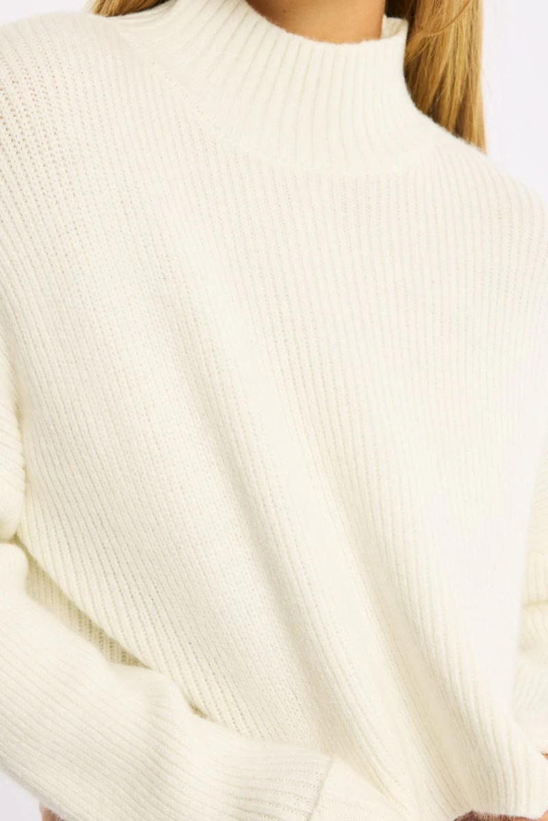 White Jumper Long Sleeve High Neck - Image 5