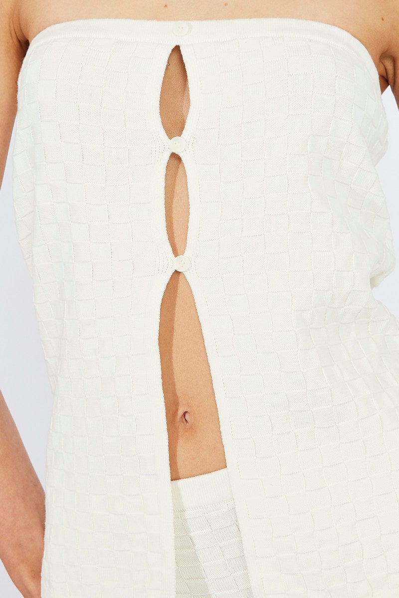 White Knit Bandeau Top Longline - Image 5