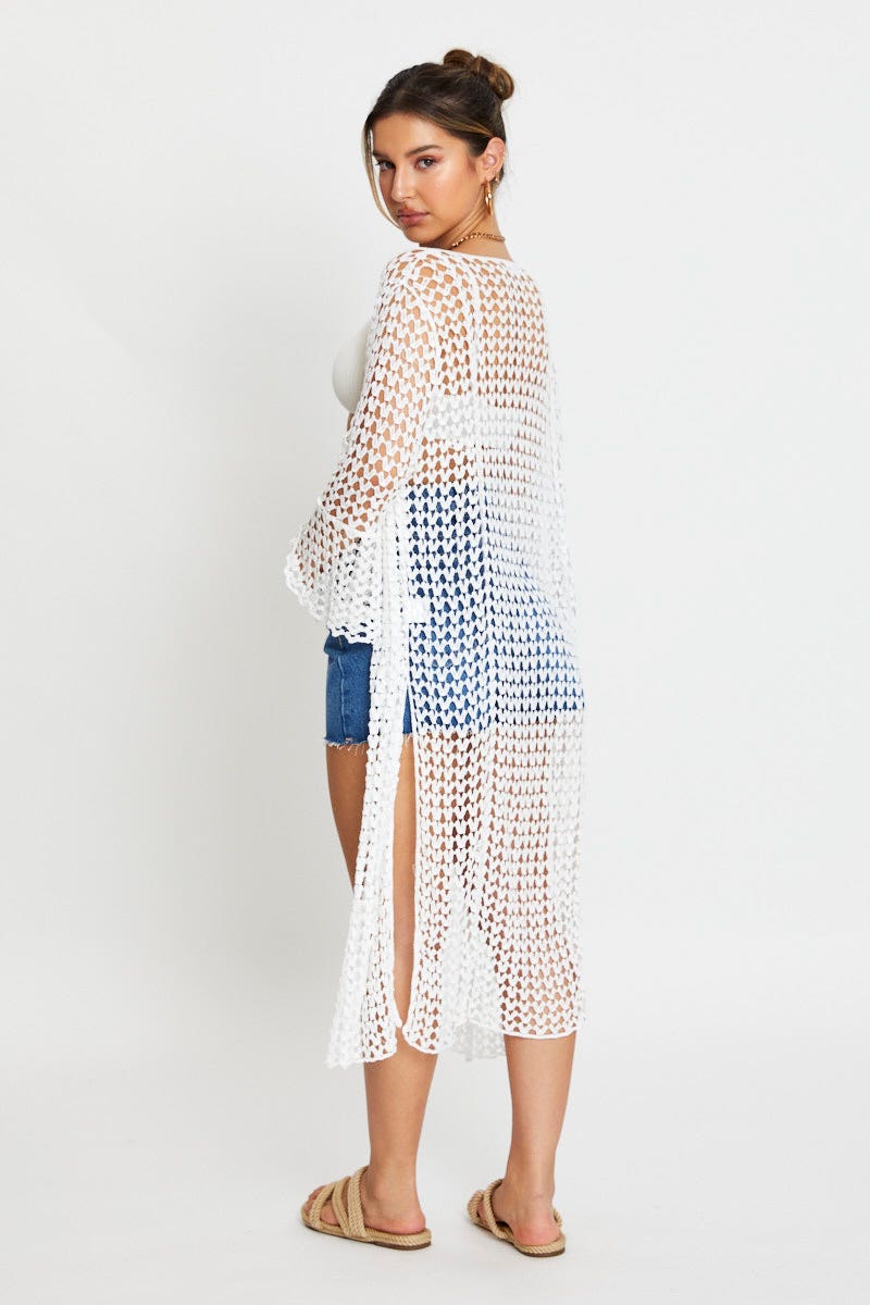 White Knit Cardigan Long Sleeve - Image 4
