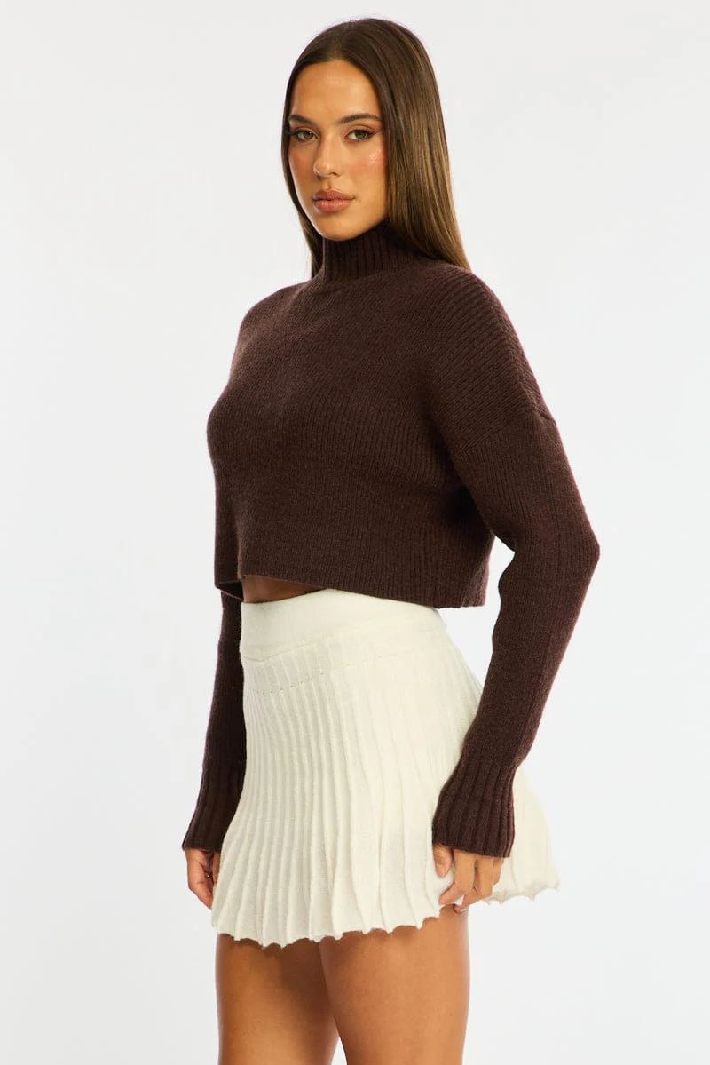 White Knit Skort Skirt High Waisted Shorts Pleated - Image 5
