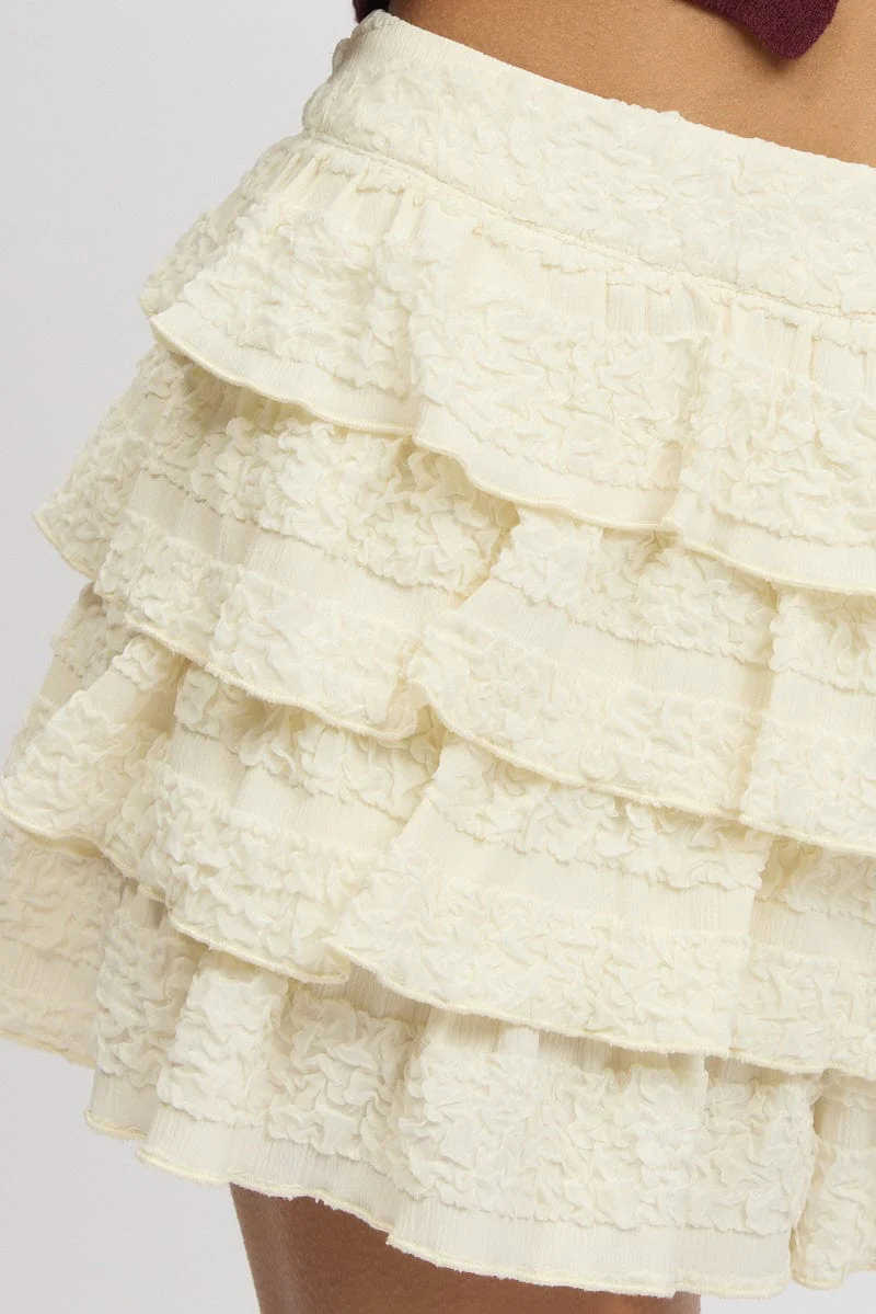White Mini Skort Frilled - Image 6