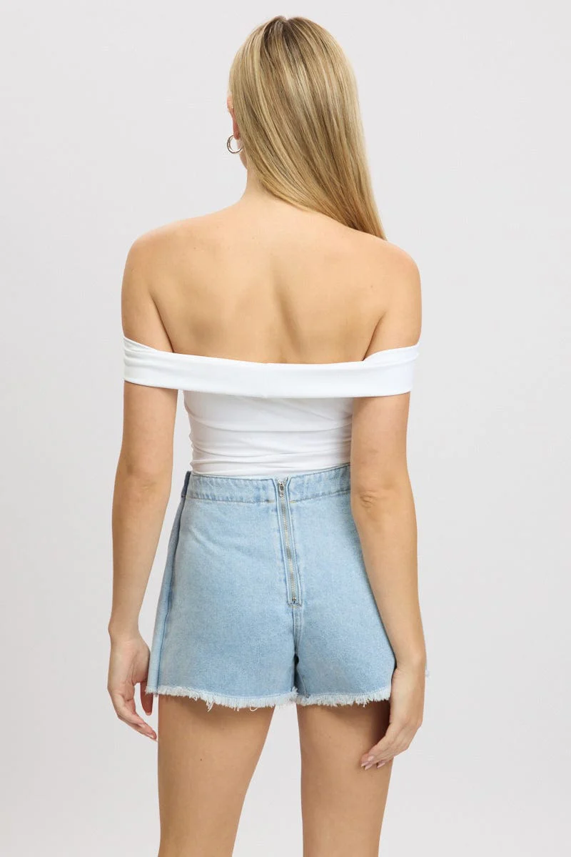 White Off Shoulder Bodysuit - Image 5