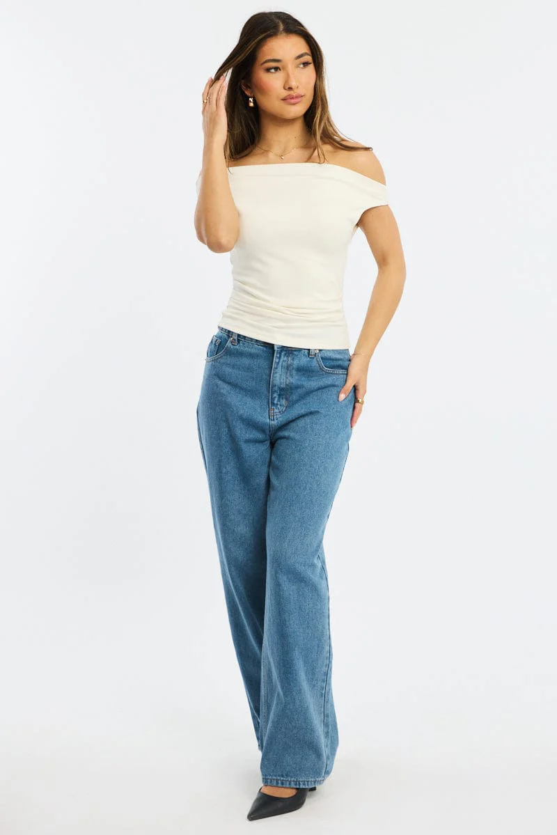 White Off Shoulder Top - Image 2