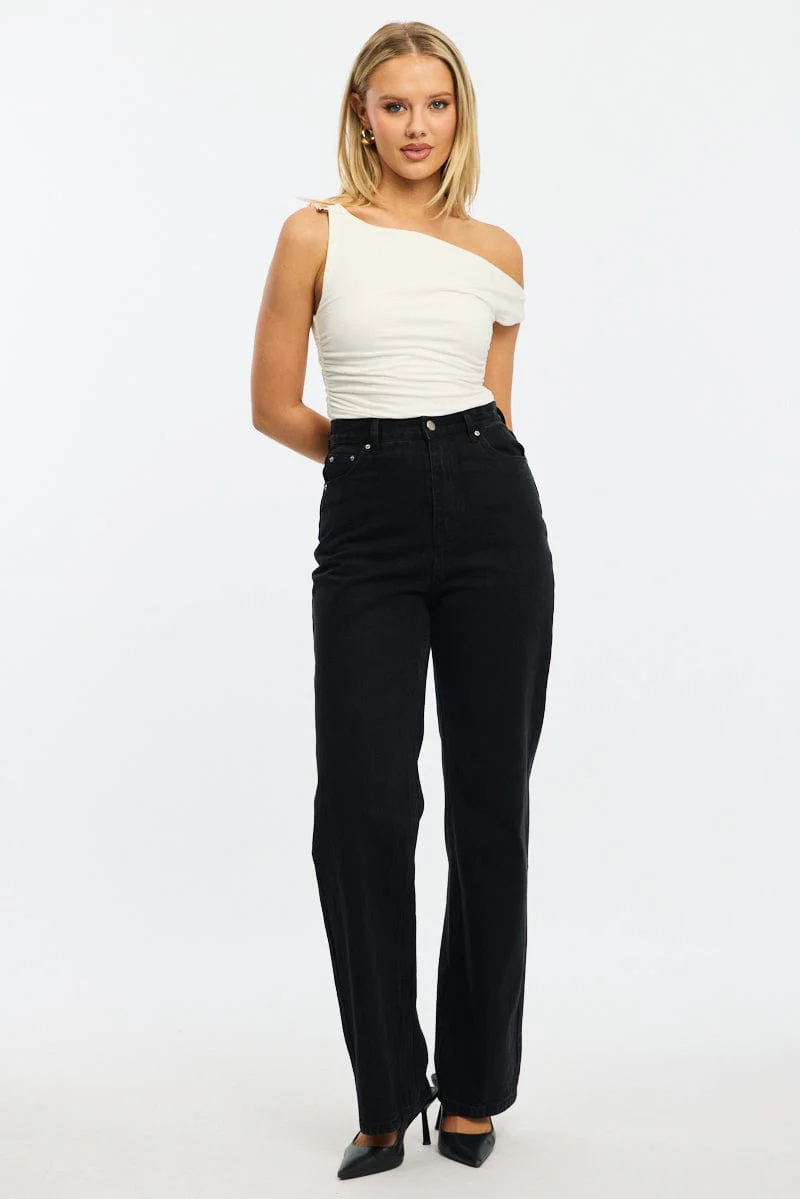 White One Shoulder Bodysuit - Image 3