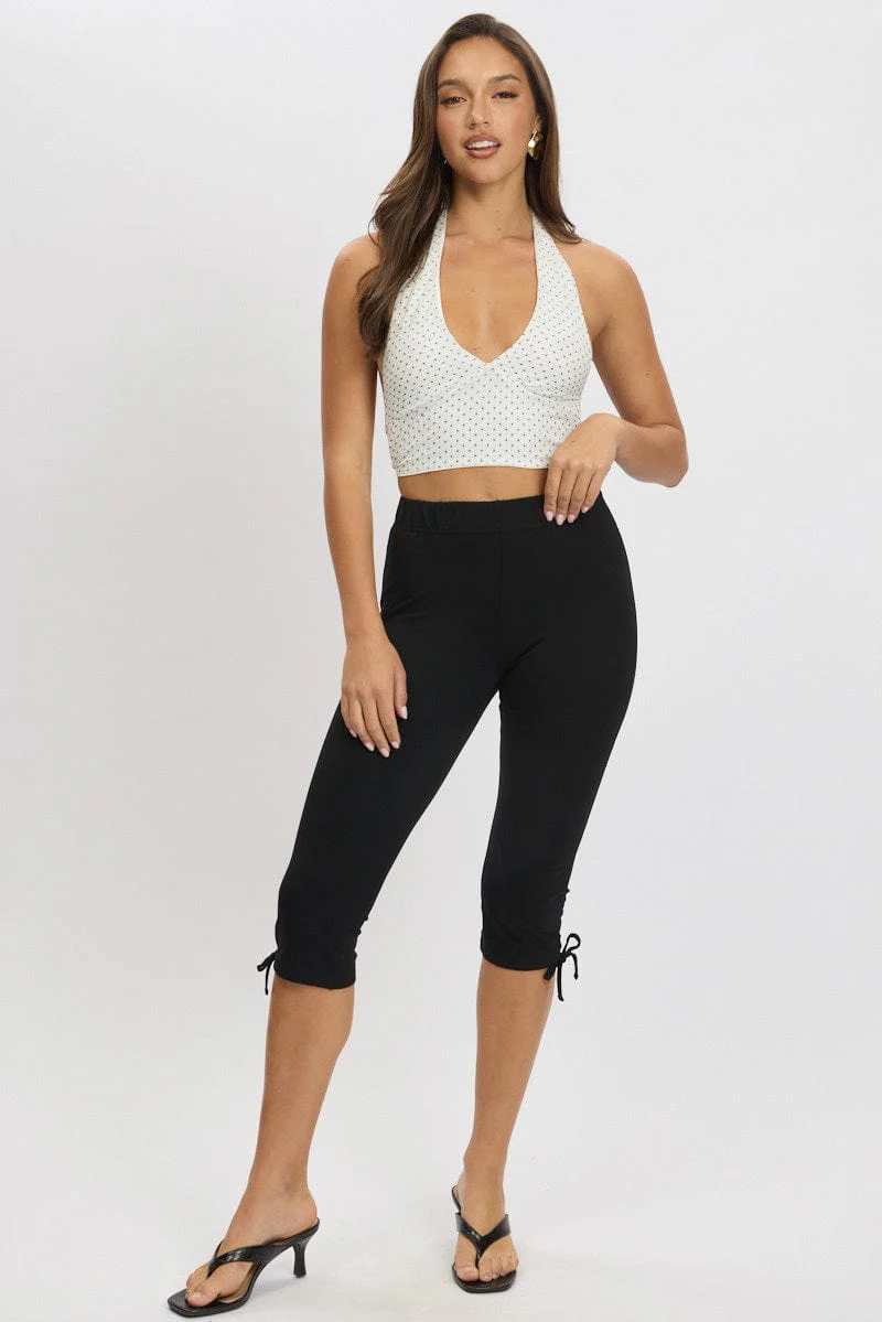 White Polka Dot Halter Neck Top Tie Back Mesh - Image 3