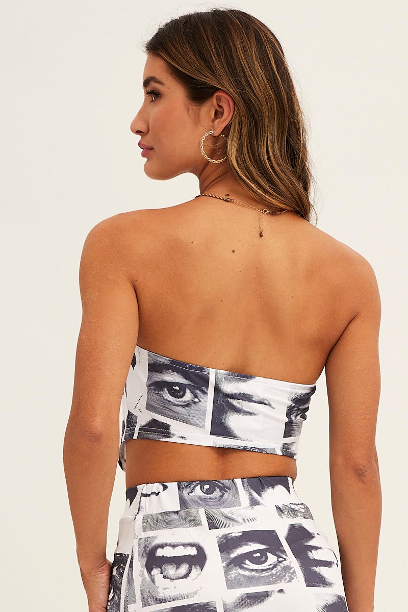 White Print Crop Boobtube - Image 5
