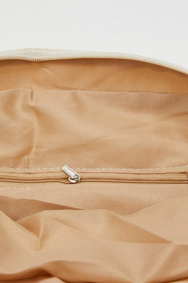 White Quilted Underarm Hobo Bag - Image 3