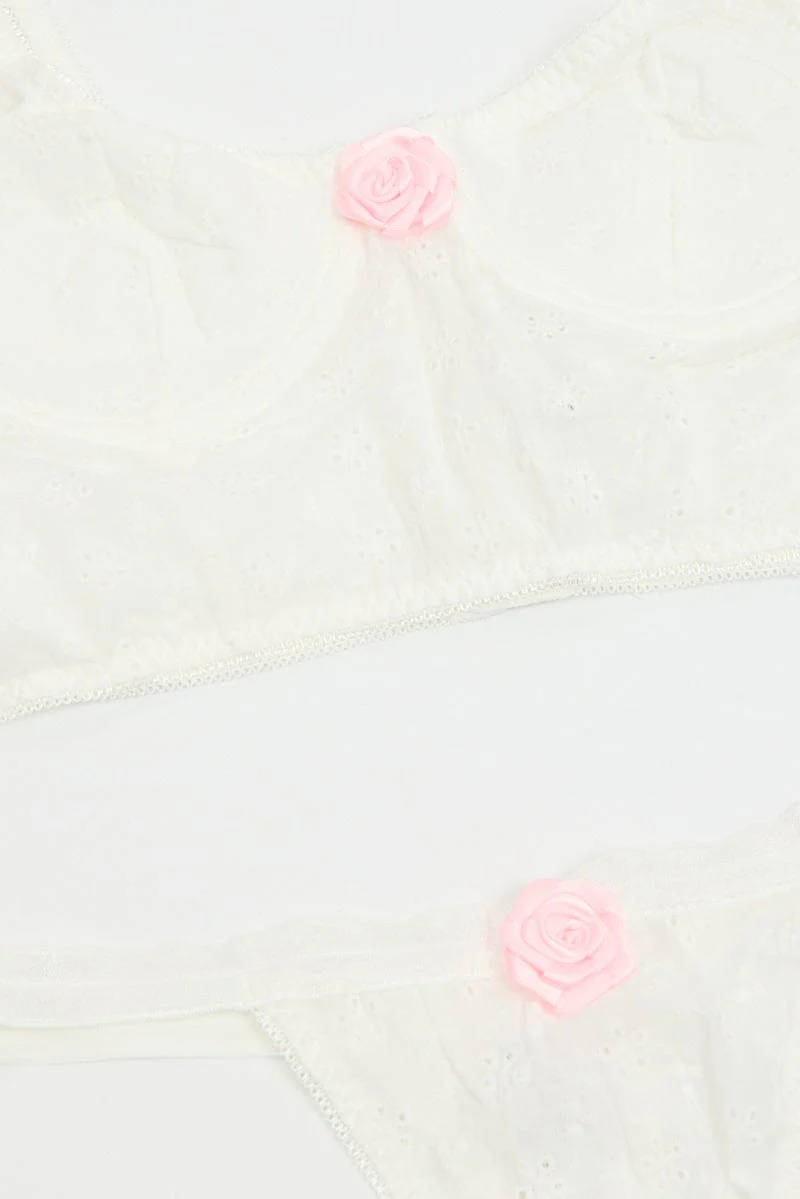 White Rosette Lingerie Set - Image 2