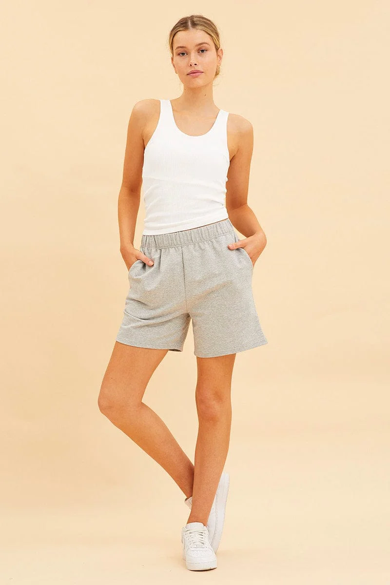 White Seamless Tank Full Length Sleeveless Soop Neck - Image 2