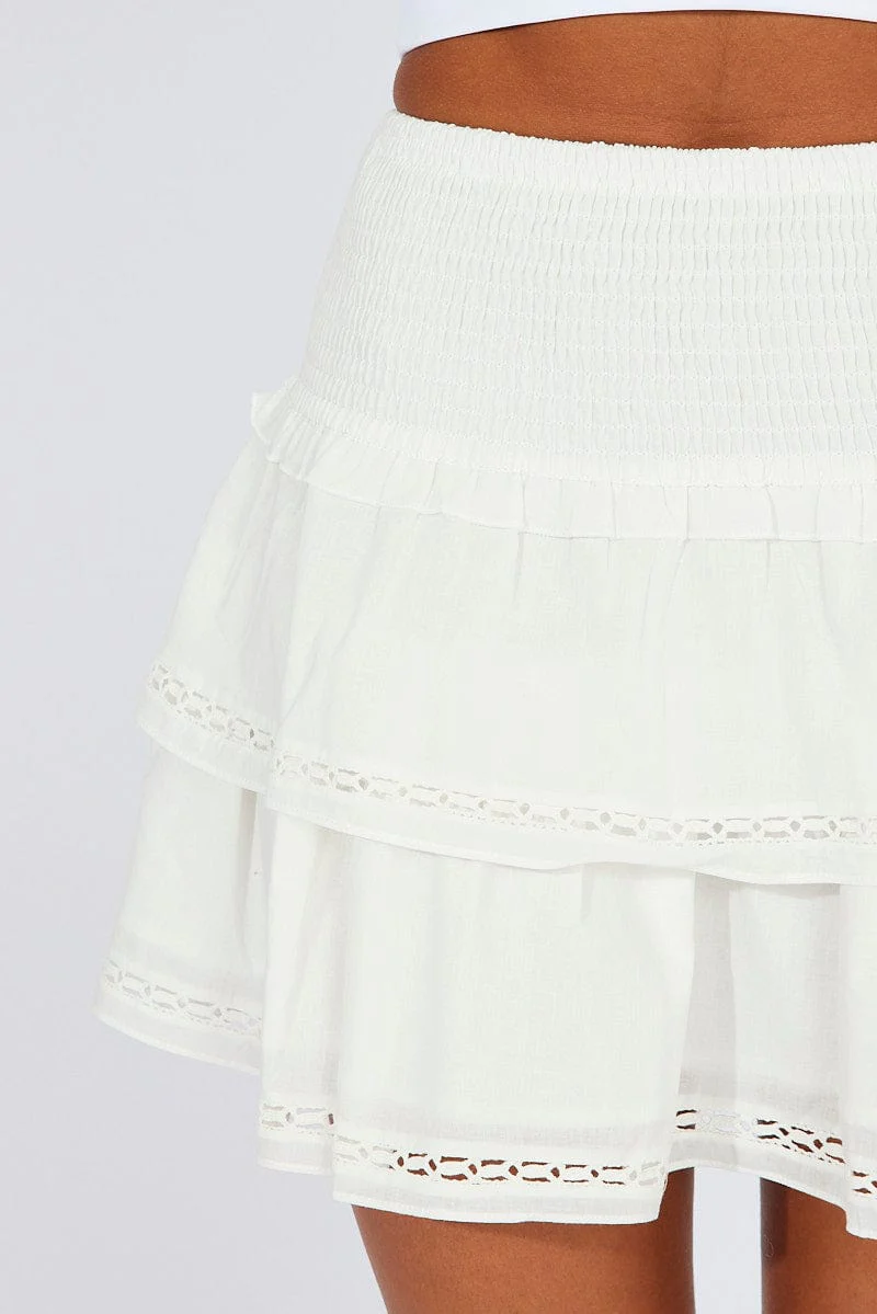 White Skater Skirt High Rise Mini - Image 6