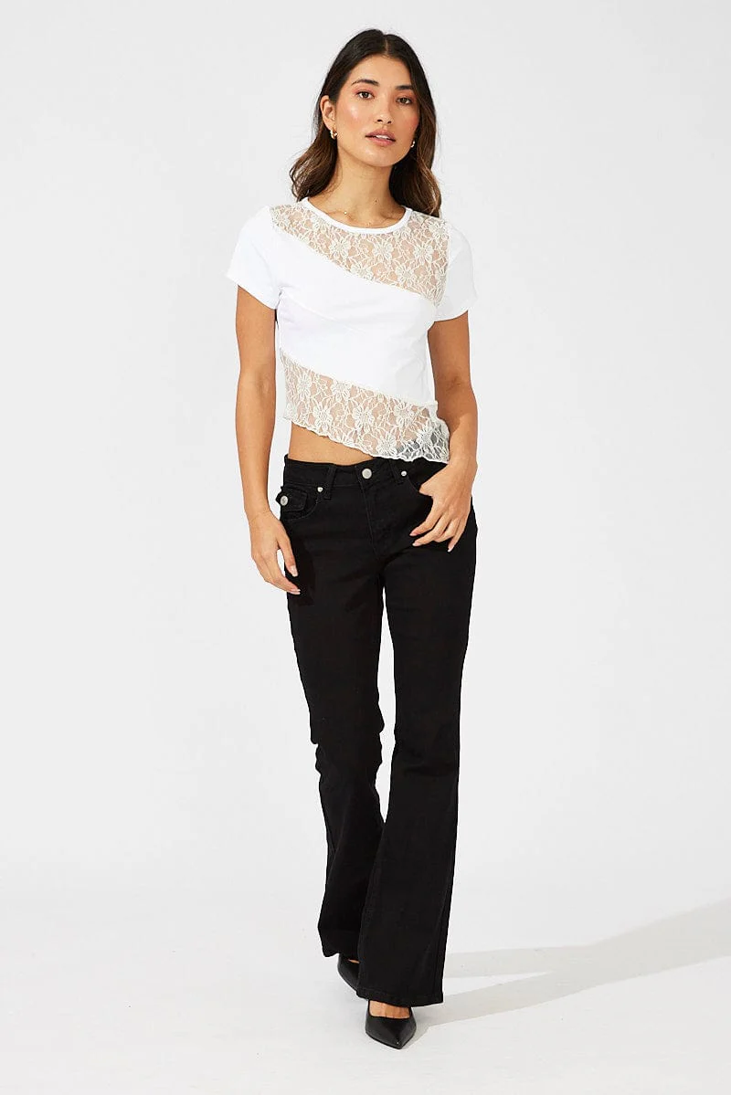 White Supersoft Lace Top Short Sleeve - Image 2