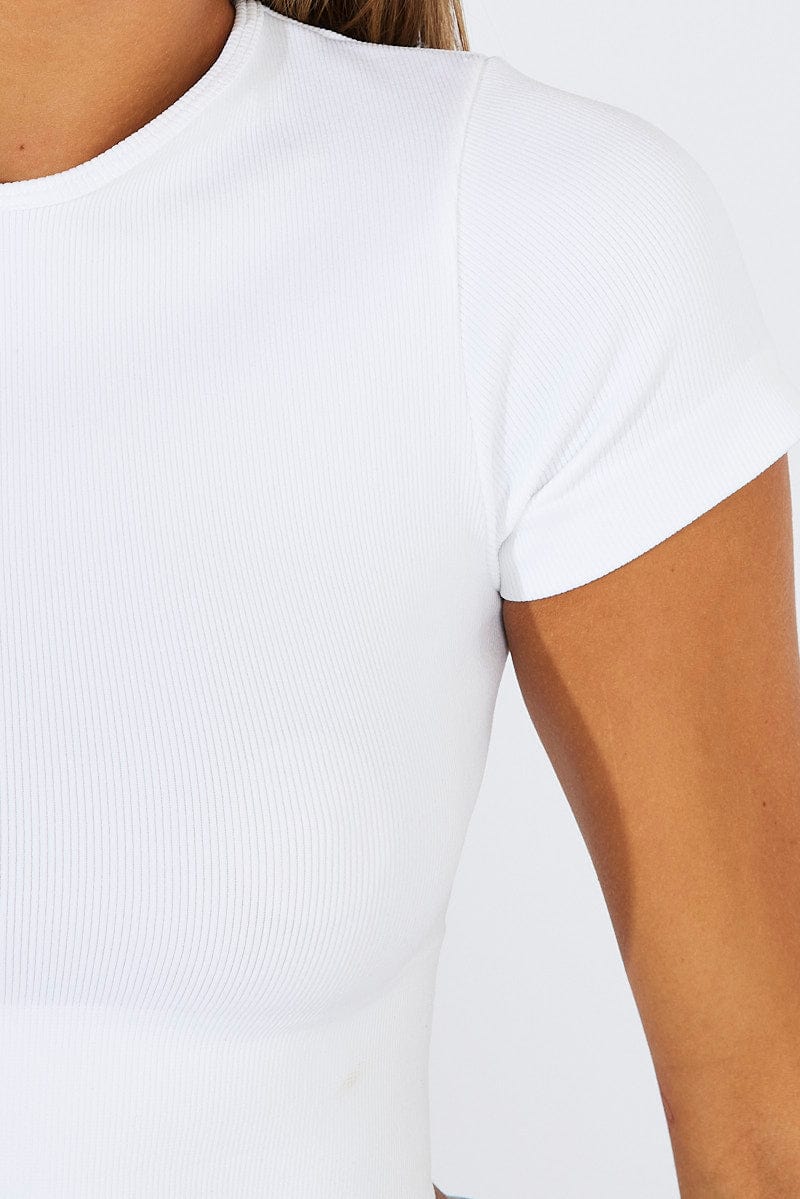 White T-Shirt Short Sleeve Crew Neck Seamless - Image 6