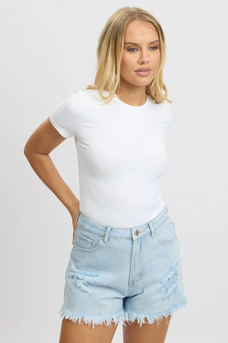 White T-Shirt Short Sleeve Crew Neck Supersoft - Image 3