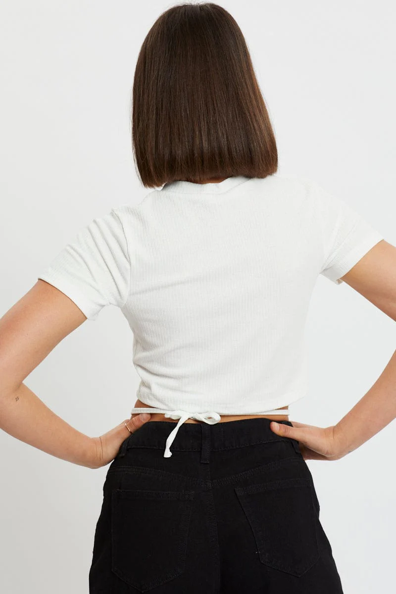 White Tie Waist Top - Image 3