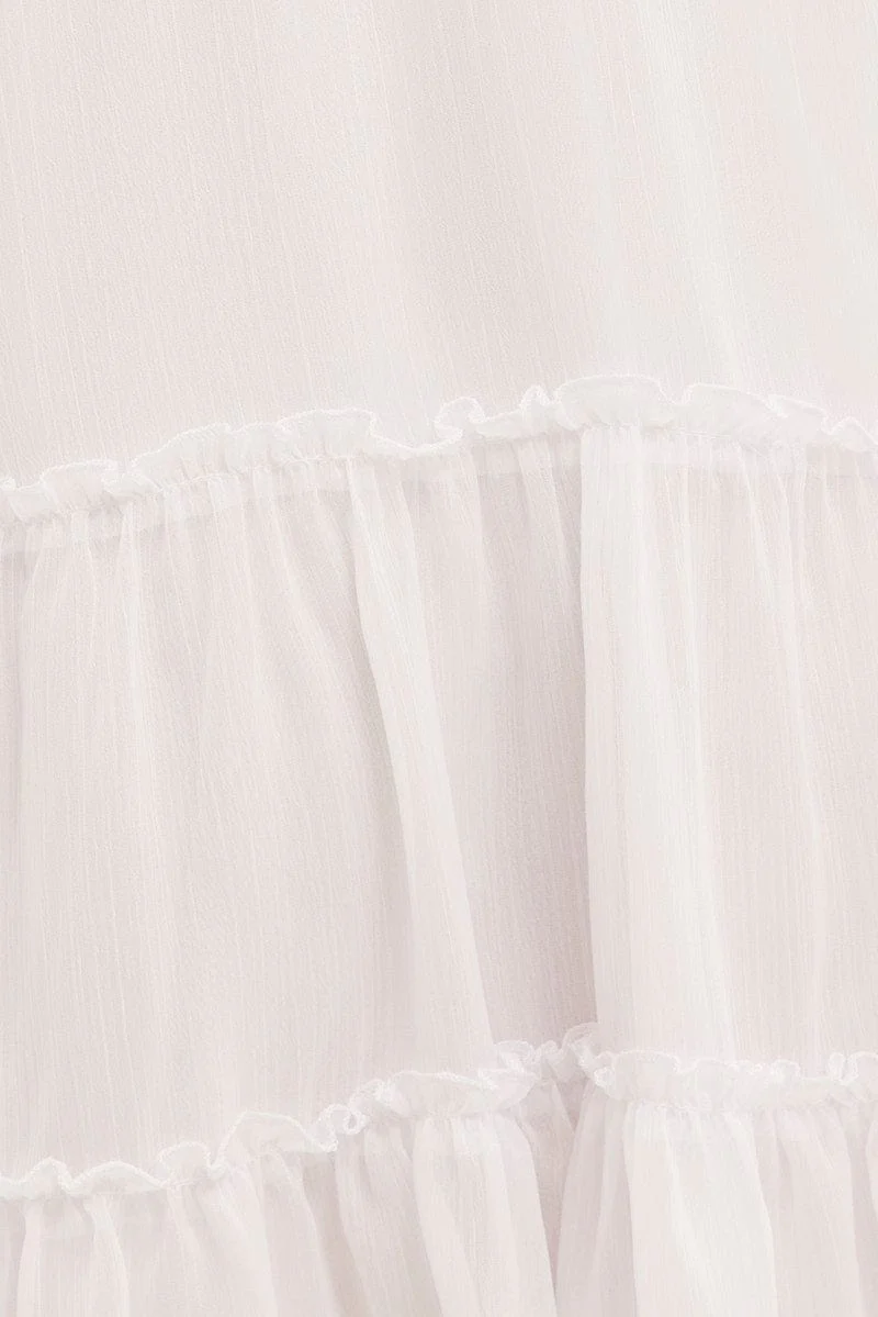White Tiered Dress V Neck Sleeveless - Image 6