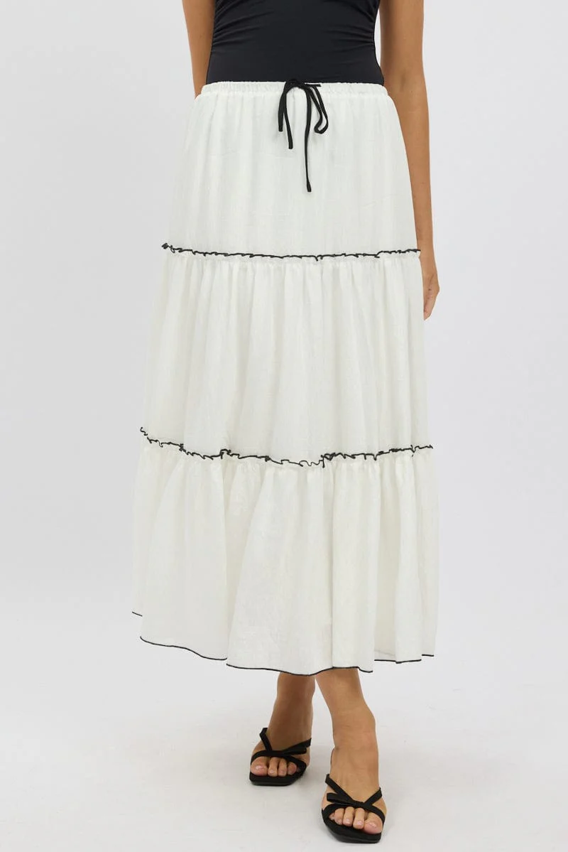 White Tiered Maxi Skirt - Image 2