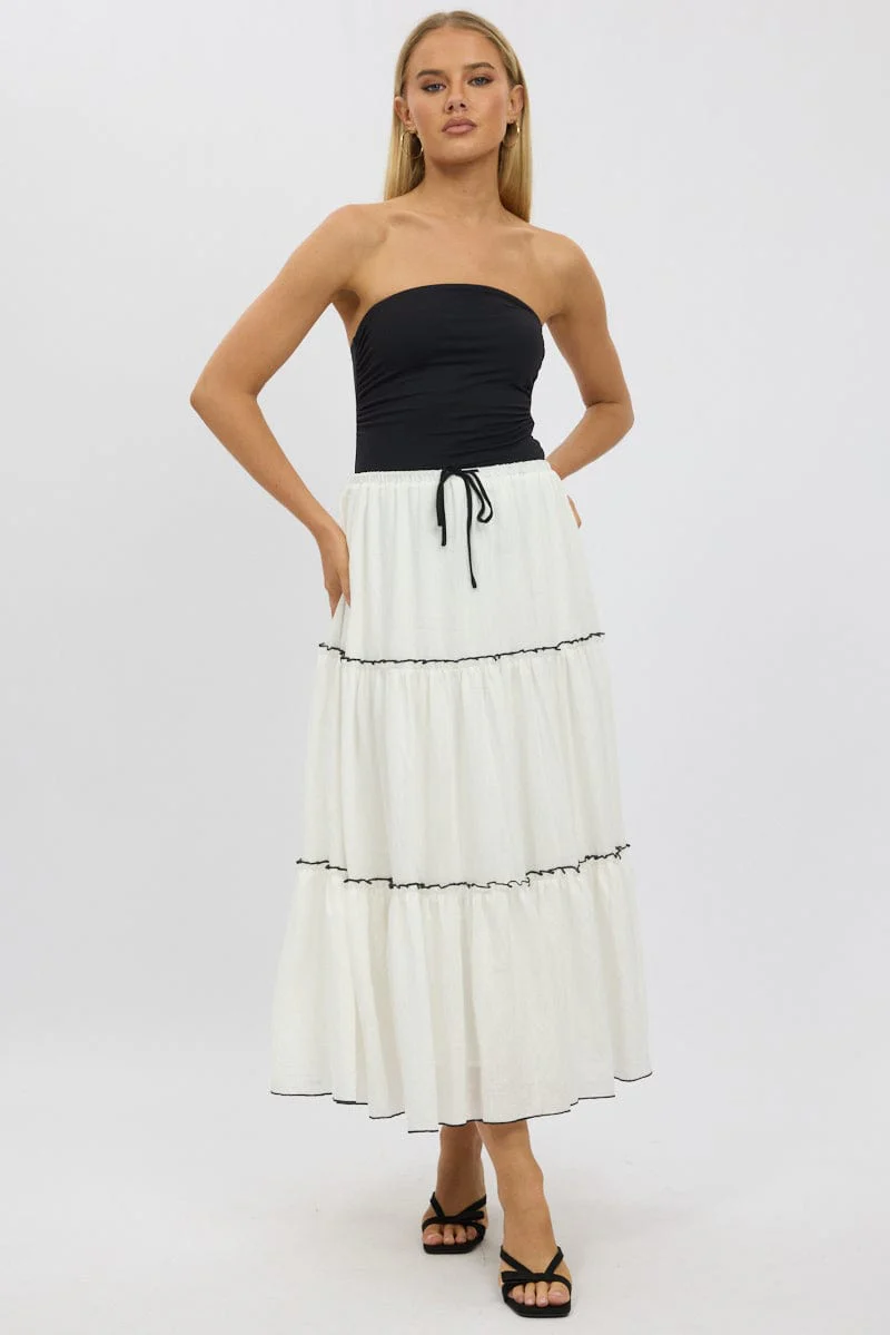 White Tiered Maxi Skirt - Image 3