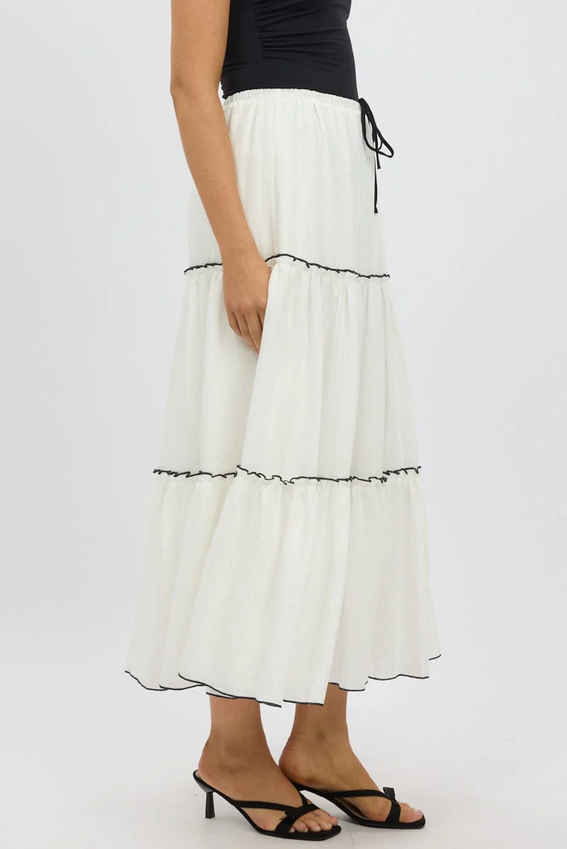 White Tiered Maxi Skirt - Image 4
