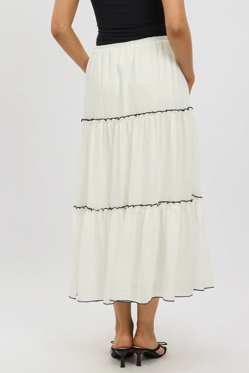 White Tiered Maxi Skirt - Image 5