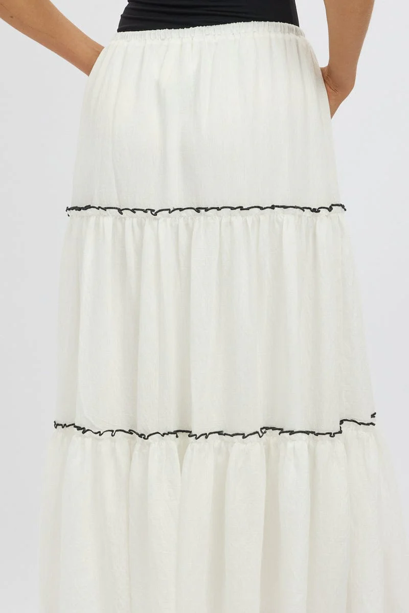 White Tiered Maxi Skirt - Image 6