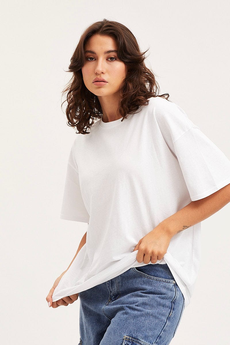 White Unisex T-Shirt Short Sleeve Oversized Crew Neck - Image 3