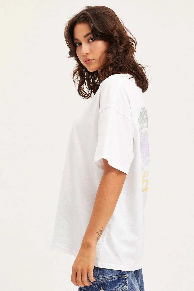White Unisex T-Shirt Short Sleeve Oversized Crew Neck - Image 4