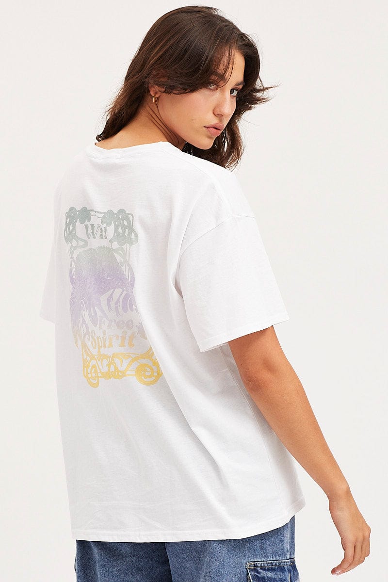 White Unisex T-Shirt Short Sleeve Oversized Crew Neck - Image 5
