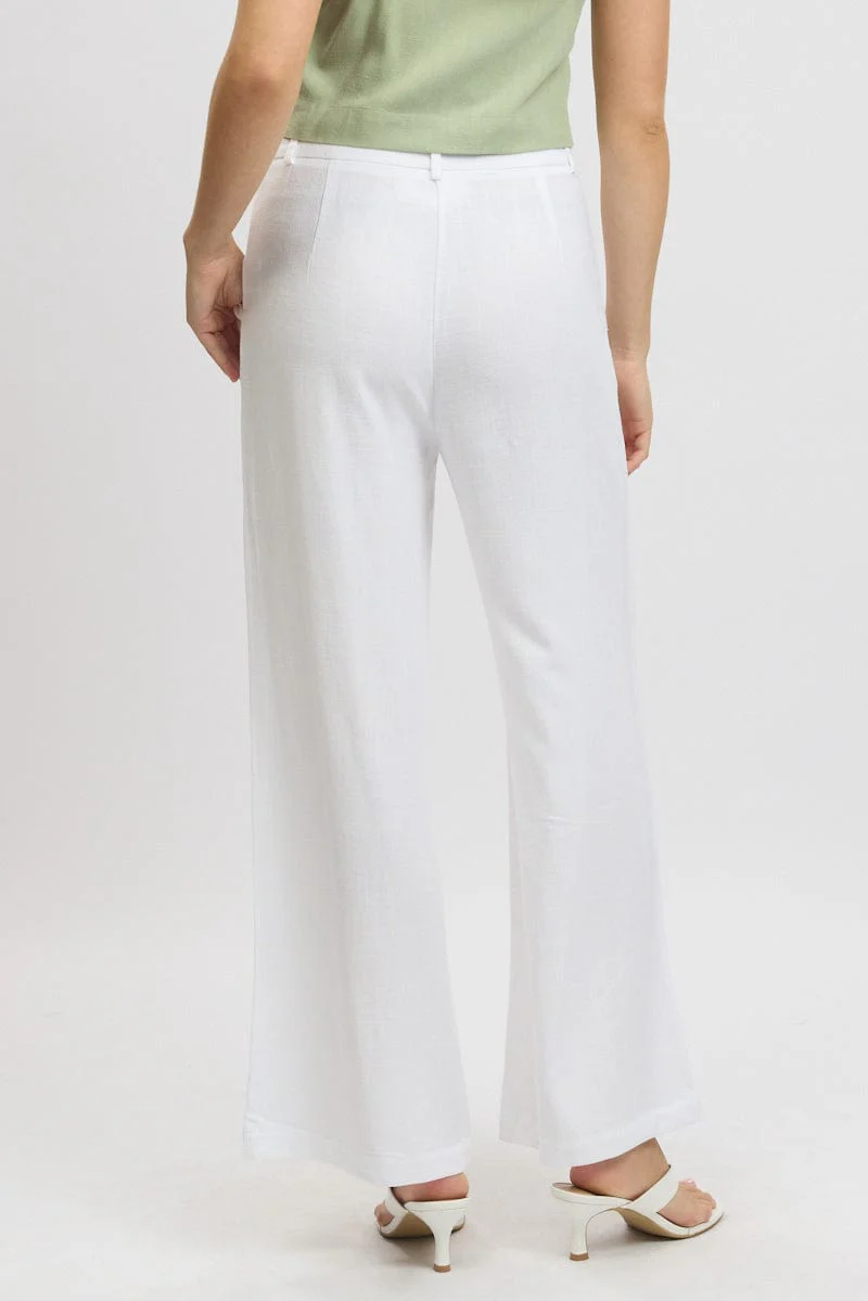 White Wide Leg Pants Mid Rise - Image 5