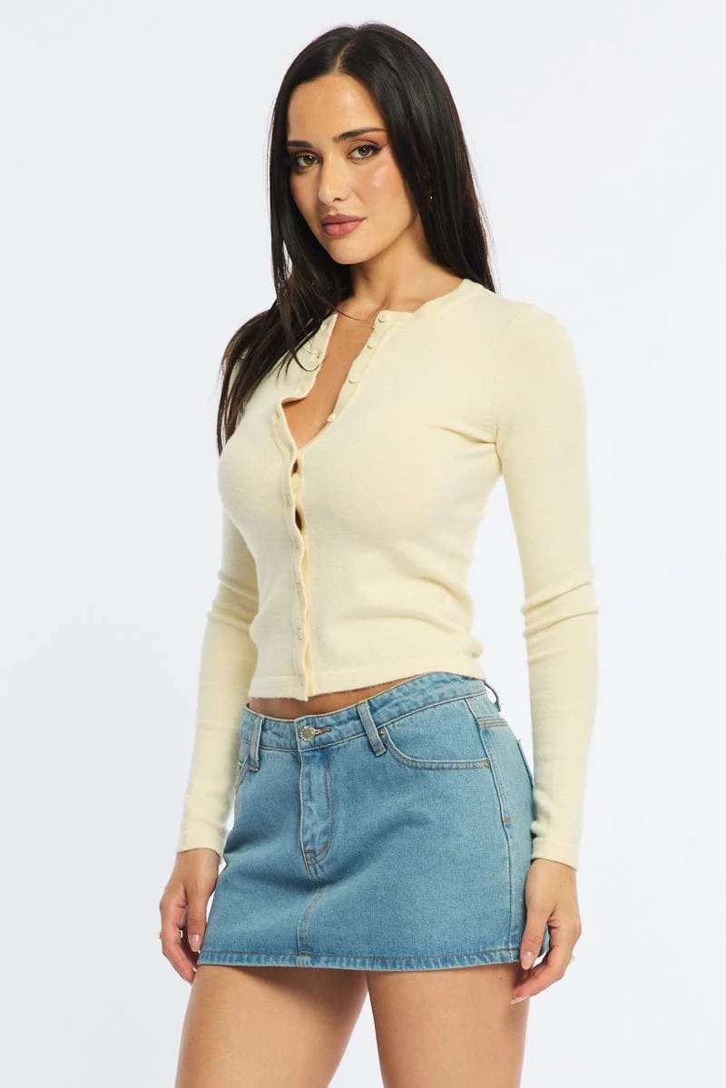Yellow Button Down Fitted Cardigan - Image 4