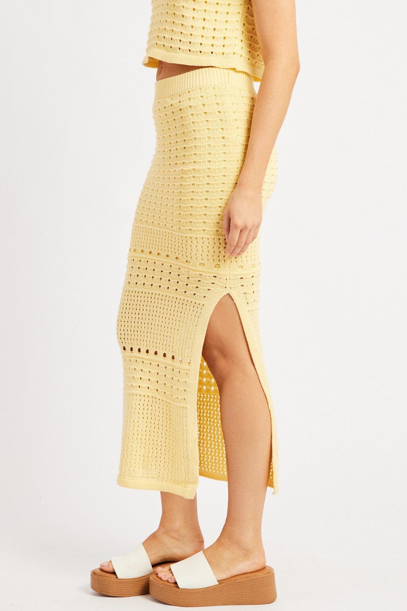 Yellow Crochet Skirt High Rise Maxi - Image 4