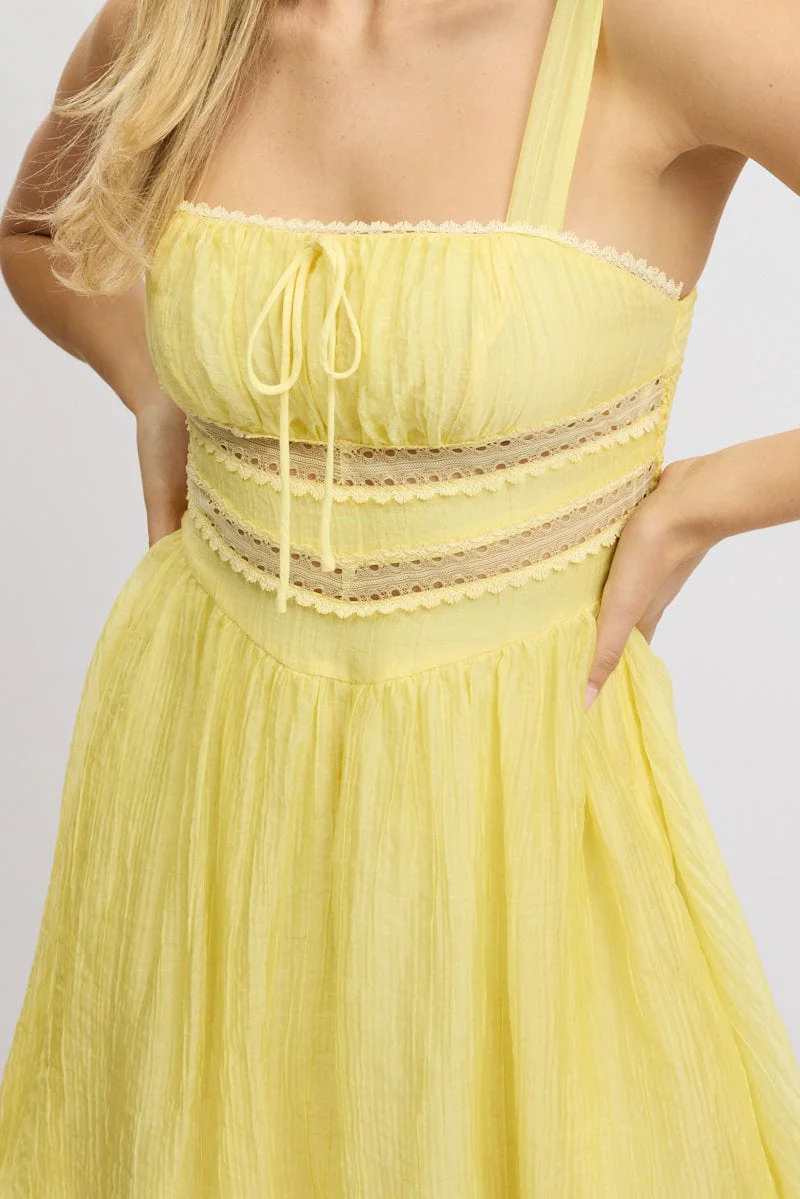 Yellow Fit And Flare Dress Mini - Image 6